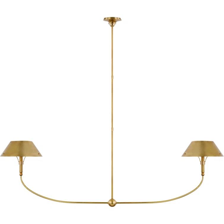 Hand-Rubbed Antique Brass Dual Light Linear Chandelier