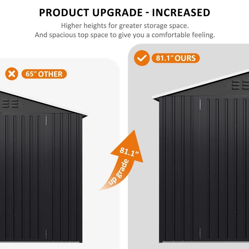10 ft. W x 14 ft. D Outdoor Metal Shed Storage with Updated Frame Structure and Lockable Doors