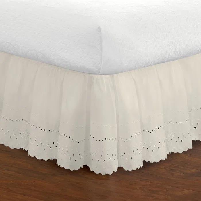 Fresh Ideas Fresh Ideas Ruffled Eyelet Bed Skirt, 14" Drop Length
