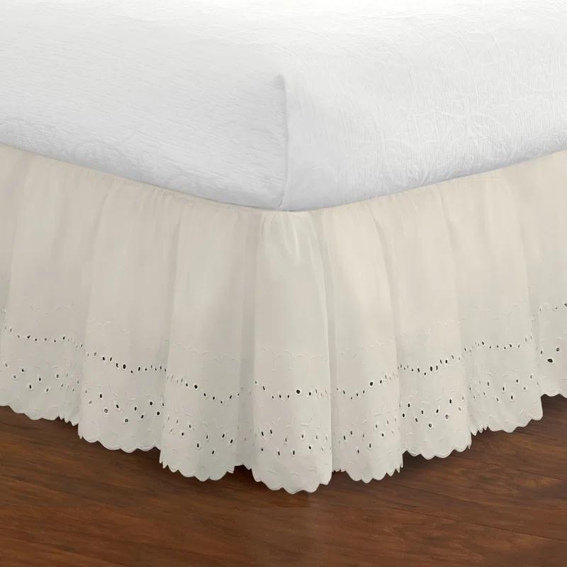 Fresh Ideas Fresh Ideas Ruffled Eyelet Bed Skirt, 14" Drop Length
