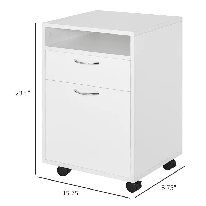 Latitude Run® Mobile Storage Cabinet Organizer with Drawer and Cabinet, Printer Stand with Castors