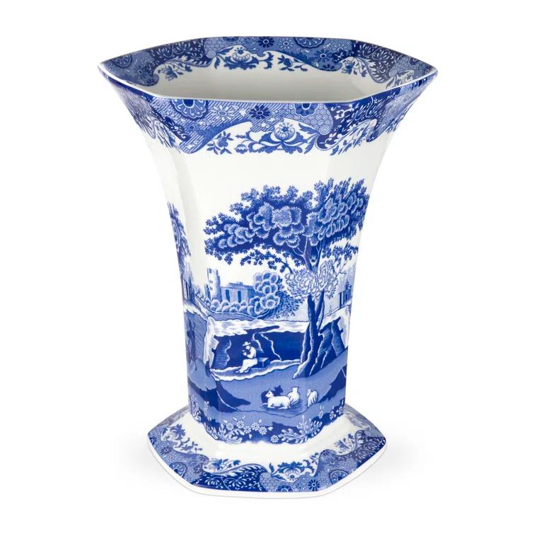 Spode Spode Blue Italian Hexagonal Vase 10.5"