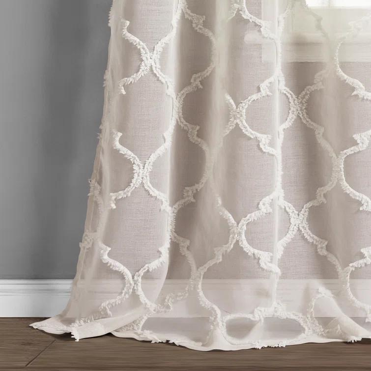 Lush Decor Avon Trellis Sheer Polyester Sheer Curtain Pair (Set of 2)