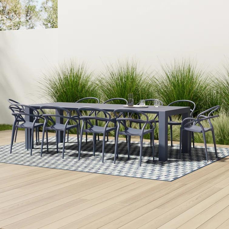 Comet 39.37'' Rectangular 10 - Person Outdoor Dining Set