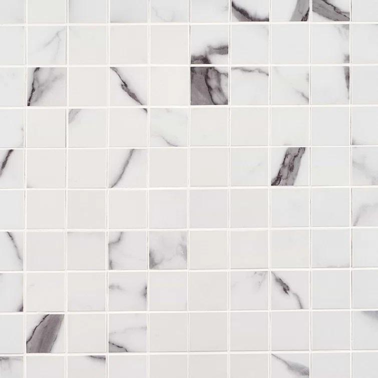 Saroshi Statuario Valley 11.81 in. x 11.81 in. Matte Porcelain Floor and Wall Mosaic Tile (0.96 sq. ft./Each)