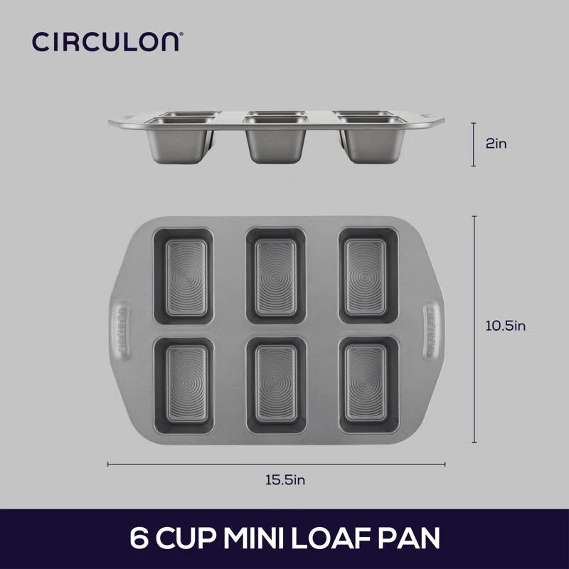 Circulon Circulon Nonstick Bakeware Mini Loaf Pan, 6-Cup, Gray