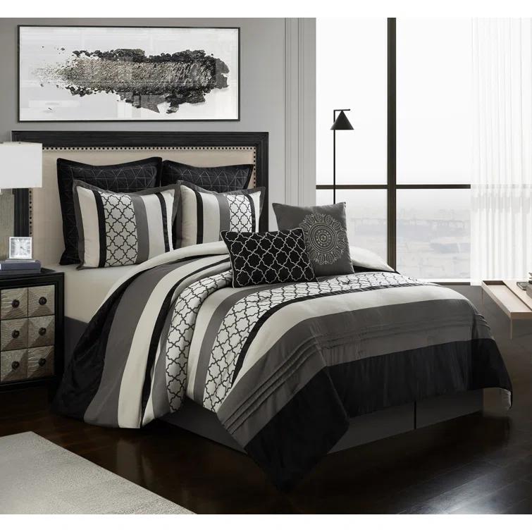 Nanshing America, Inc Avalon Microfiber Modern & Contemporary 8 Piece Comforter Set