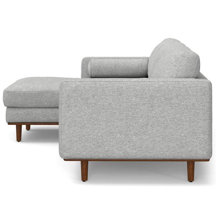 Simpli Home Morrison Large Left Sectional Sofa,Mid-Century Modern Couch with Chaise Lounge and Eco-Friendly Woven-Blend Fabric