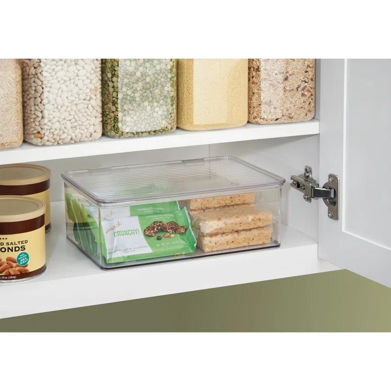 iDesign iDesign Kitchen Binz BPA-Free Plastic Stackable Organizer Box with Lid - 7.2" x 10.7" x 3.7", Clear