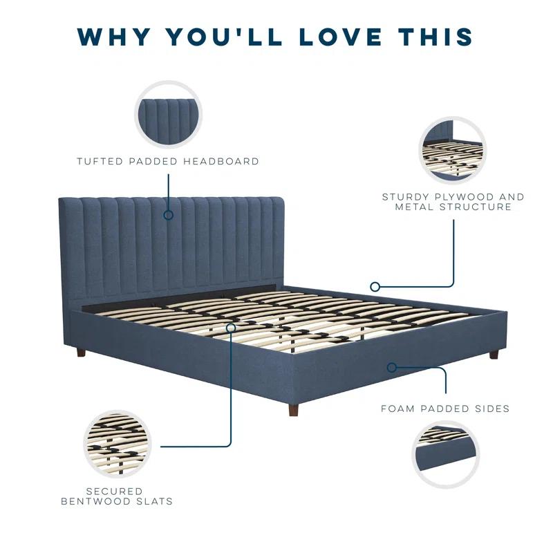 Novogratz Brittany Tufted Upholstered Platform Bed