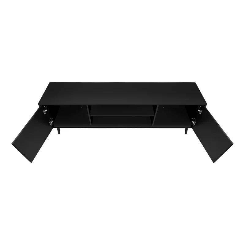 George Oliver Tv Stand, 72 Inch, Console, Media Entertainment Center, Storage Cabinet, Living Room, Bedroom And Black Laminate Metal, Contemporary, Modern