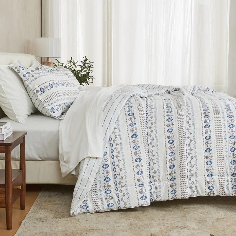FreshFolds Reversible Microfiber Comforter Set with Shams