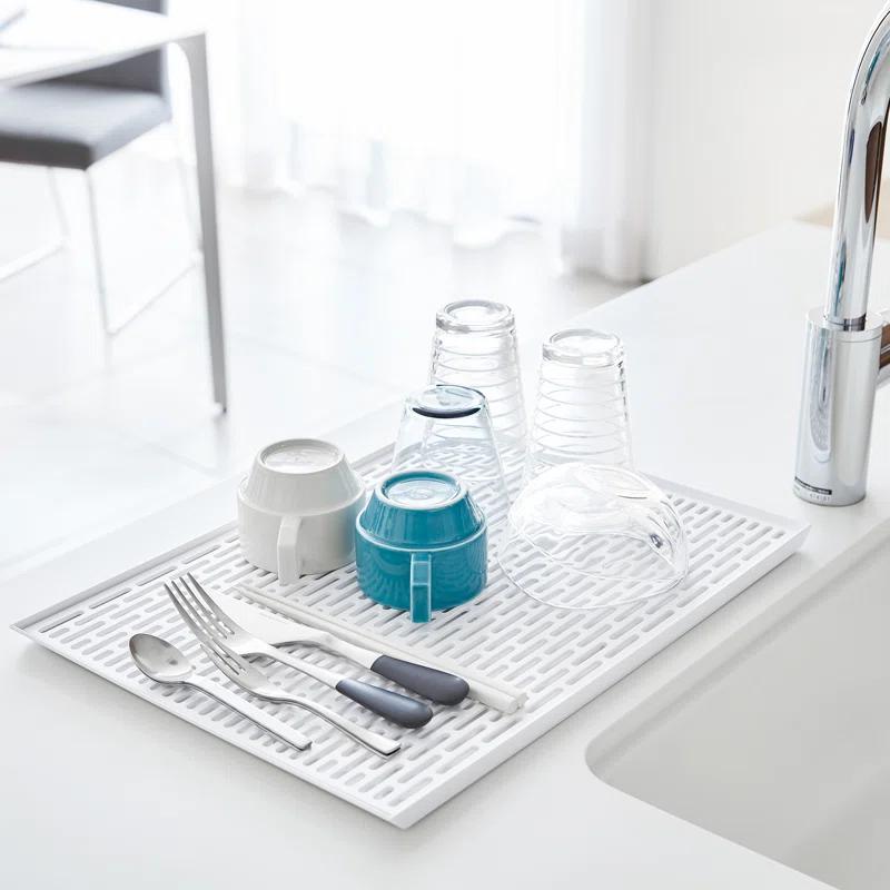 Yamazaki Home Yamazaki Home Sink-Side Draining Mat - Kitchen Dish Rack Tray Drainer, Plastic