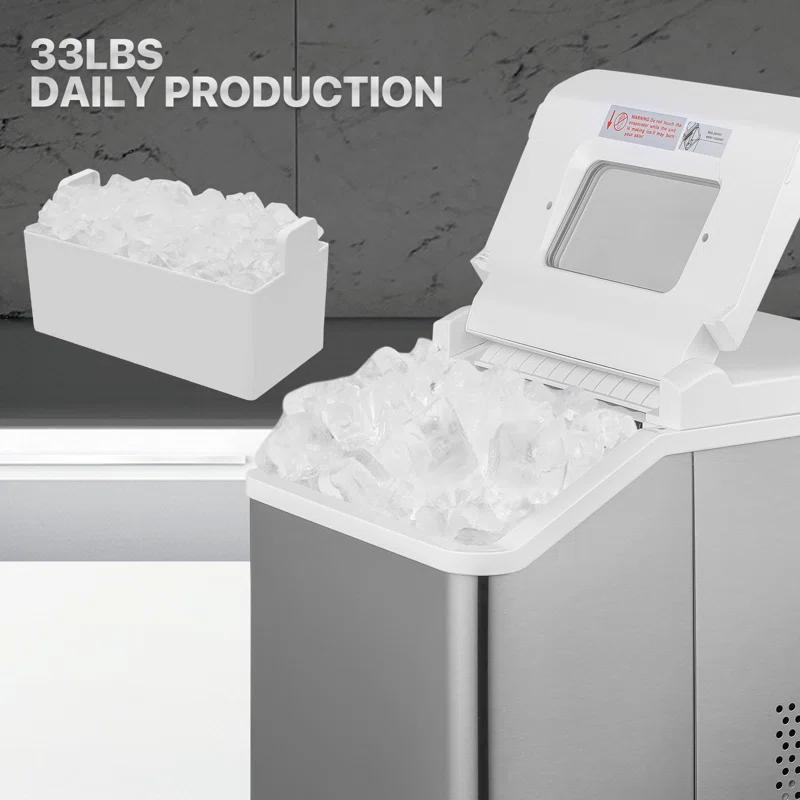 MoNiBloom Countertop Ice Maker Machine with Auto-Cleaning, 26lbs in 24Hrs, 32 Ice Cubes Ready in 20 Mins, Portable Ice Maker with Basket and Scoop