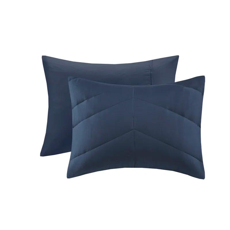 Gracie Mills Solid Quilted Chevron Comforter Set with 350 GSM Polyfill