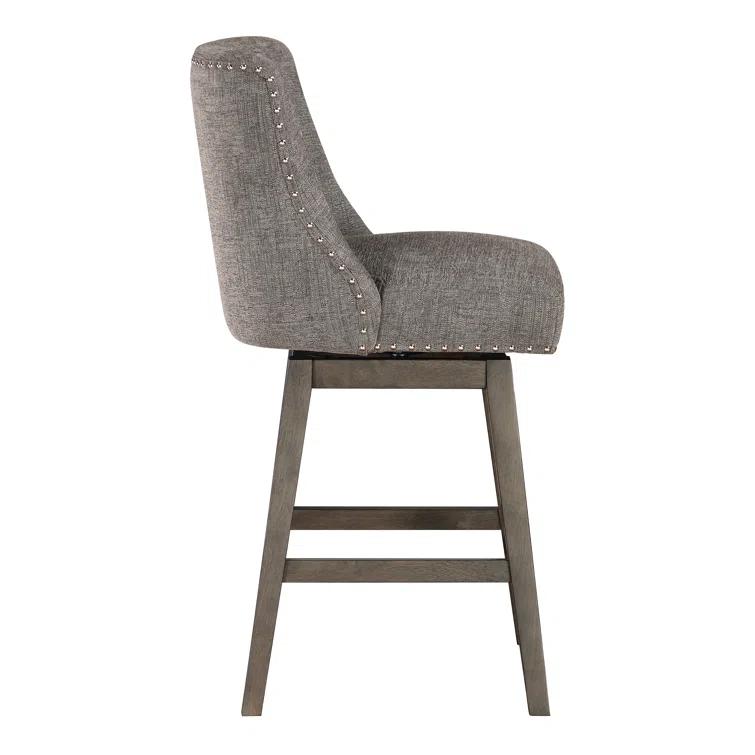 OSP Designs Granville Swivel Upholstered Counter Stool with Solid Wood Frame