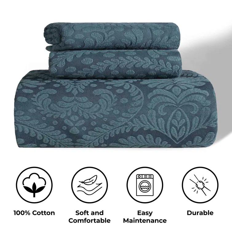 Superior Aspen Floral Scalloped Edge Cotton Blend Coverlet / Bedspread Set