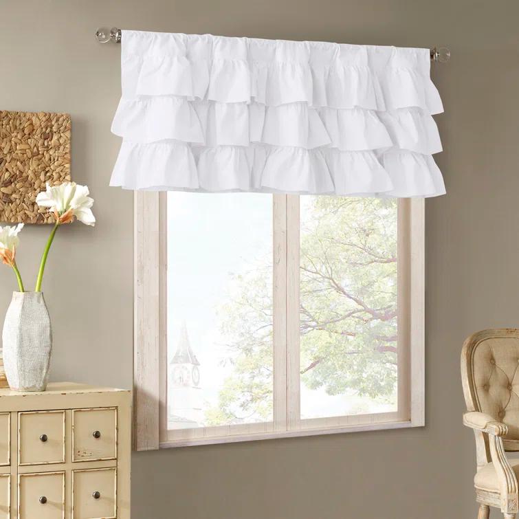 Madison Park Anna Cotton Oversized Ruffle 50" Window Valance