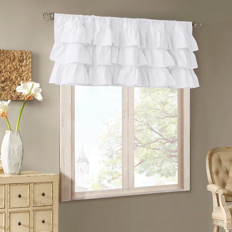 Madison Park Anna Cotton Oversized Ruffle 50" Window Valance