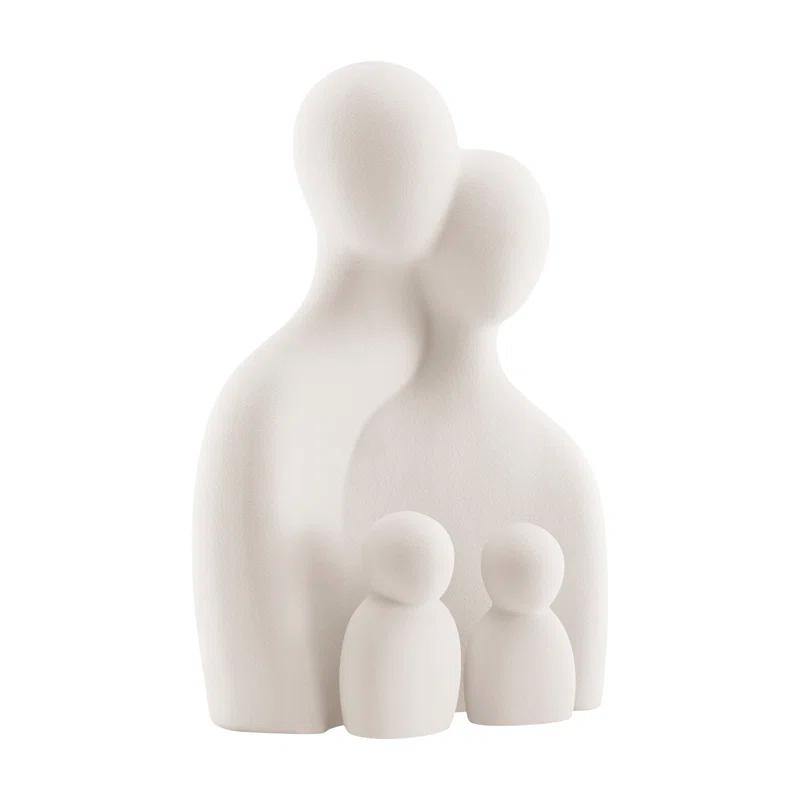 Wrought Studio™ Hans Cream Abstract Nesting Three Piece Family Of 4 Decorative Accent Matte Ceramic Sculpture Figure Set