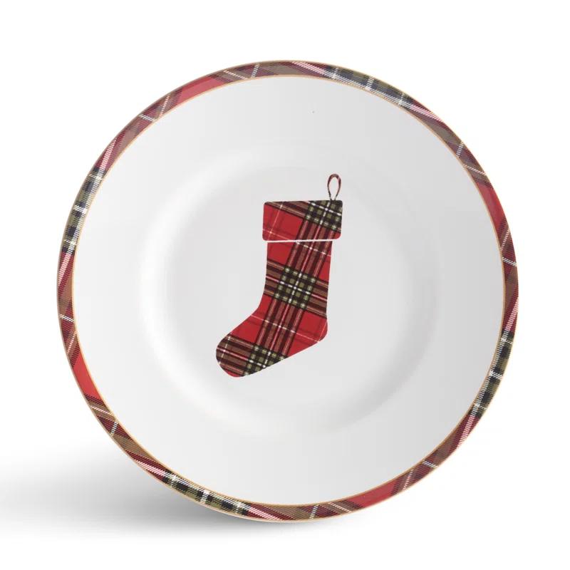 222 Fifth 222 Fifth 12-Piece Wexford Red Porcelain Dinnerware Set - Service For 4, Plate & Bowl Set