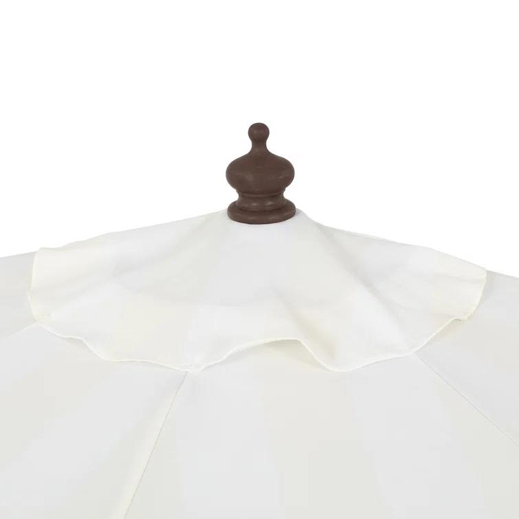 Arlmont & Co. Tasheba 9 ft. Classic Scalloped Fringe Half Market Patio Umbrella with Crank, and UV Protection