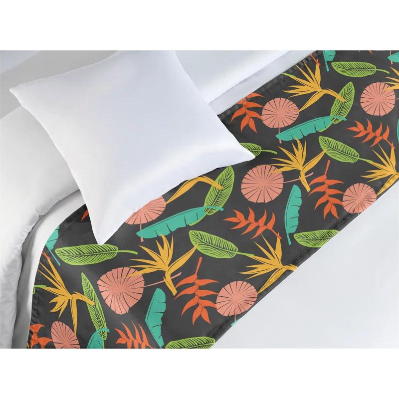 Ambesonne Ambesonne Botany Bed Runner Abstract Exotic Garden Scene Dark Grey and Multicolor