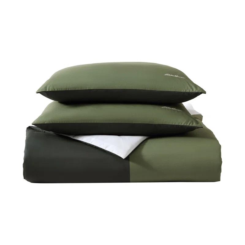 Eddie Bauer Skyline Stripe Reversible Green Duvet Cover Set