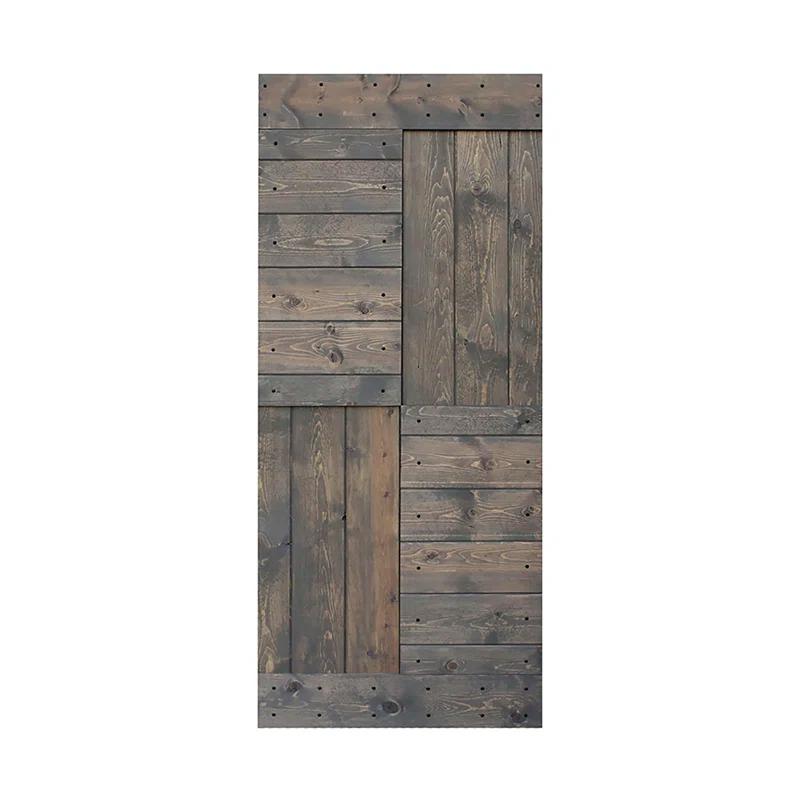 Mr. Wood L Series Paneled Wood Painted Barn Door without Installation Hardware Kit