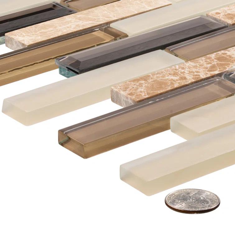 Andova Mergo 1" x 3" Beveled Marble Brick Joint Mosaic Kitchen Backsplash, Bathroom, Shower, Pool, Wall and Floor Tile
