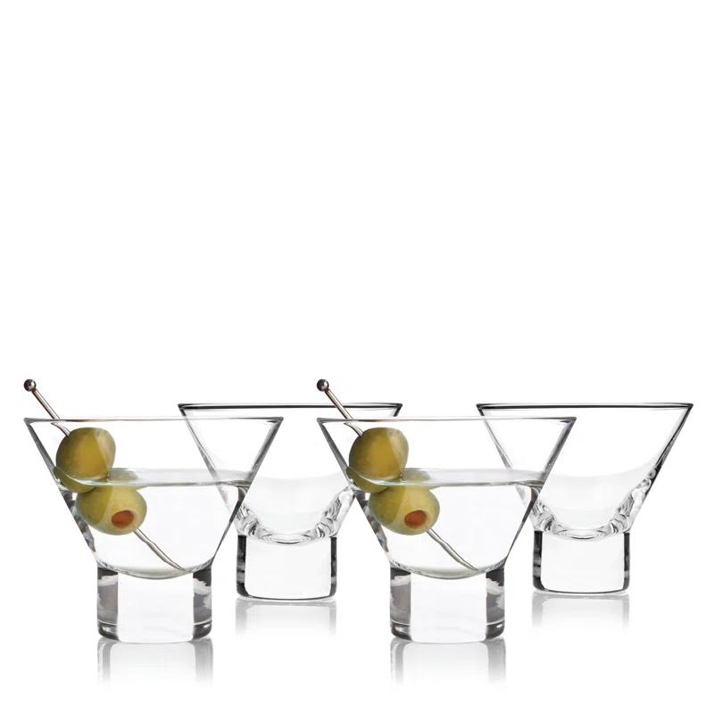 Viski Raye Heavy Base Crystal Stemless Martini Glasses