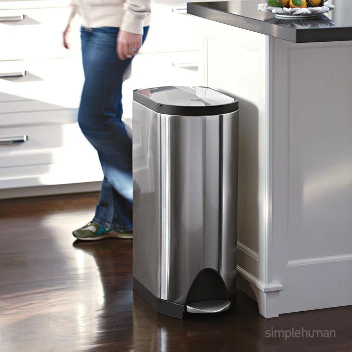 Simplehuman 45-Liter Brushed Stainless Steel Butterfly Step Trash Can