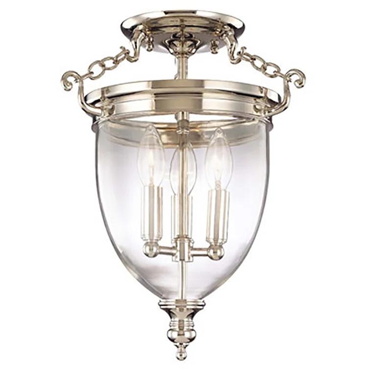 Regency Elegance 11" 3-Light Polished Nickel & Glass Jar Semi-Flush Mount