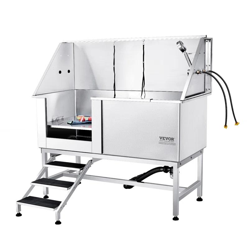 VEVOR 62" W Metal Dog Grooming Tub with Left Door Opening