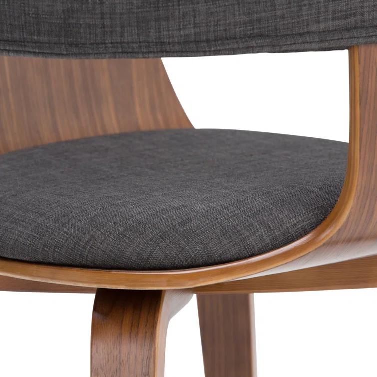 Lowell Bentwood Upholstered Dining Chair with Curved Backrest in Mid-Century Modern Style