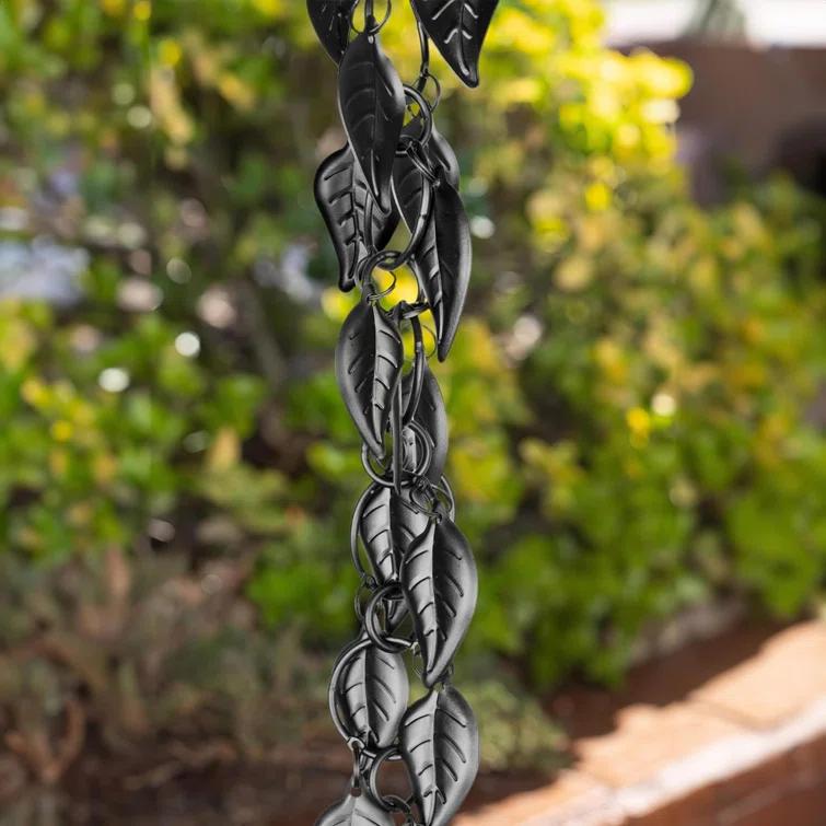 Monarch Rain Chains Aluminum Cascading Leaves Rain Chain Replacement Downspout for Gutters | Wayfair