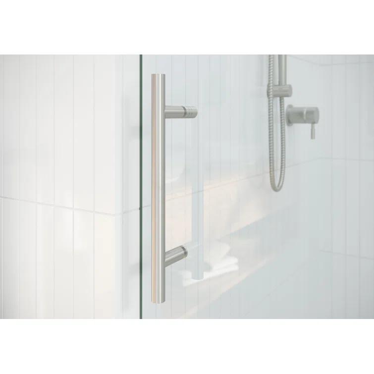 Glass Warehouse Nova 72 in. x 30 in. x 78 in. 90-degree Fully Frameless Sliding Glass Shower Enclosure 90SL-72-30-BN