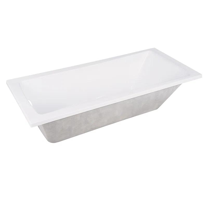 Kingston Brass XVTPN593017 Kingston Brass Aqua Eden 59-Inch Acrylic Rectangular Drop-In Tub with Drain