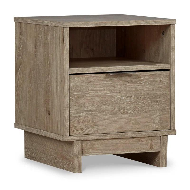 Altie Transitional Brown 1-Drawer Nightstand with Open Cubby