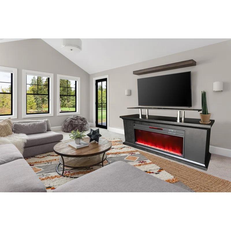Lifesmart TV Stand for TVs up to 72" with Electric Fireplace Included