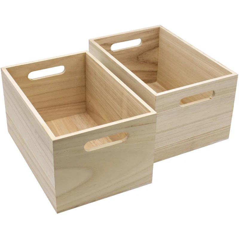 Sorbus Sorbus 2-Pack Unfinished Wood Crates Organizer Bins, Wooden Box, Cabinet Containers, Large, Set of 2