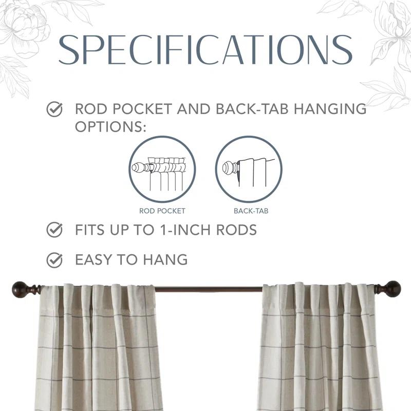 Gracie Oaks Fashions Plaid Blackout Window Curtain, with Back Tab and Rod Pocket Tabs, 1 Panel,52"W