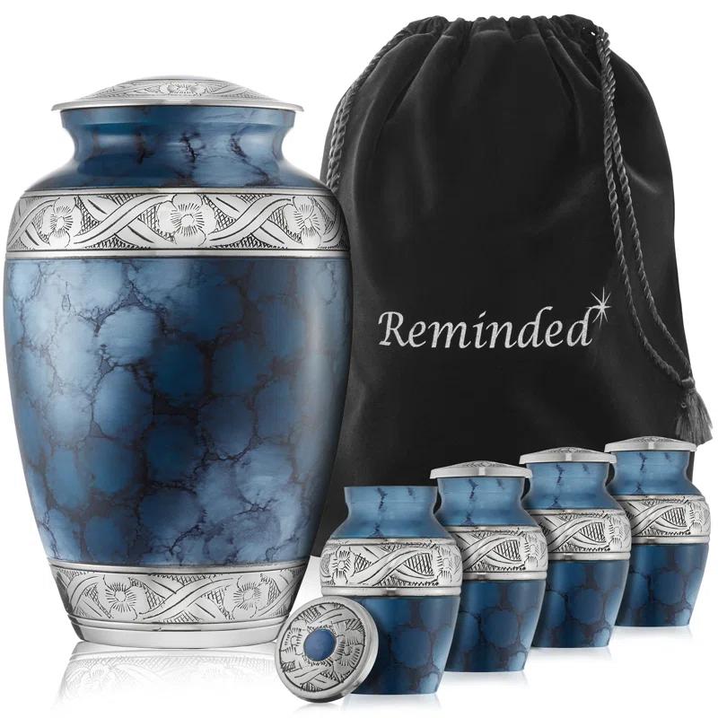 Reminded Decorative Urn Set, 1 Large and 4 Small