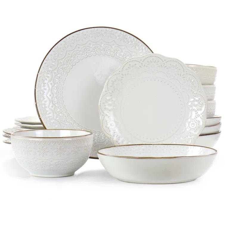 Elama 16 Piece Stoneware Dinnerware Set - Service for 4
