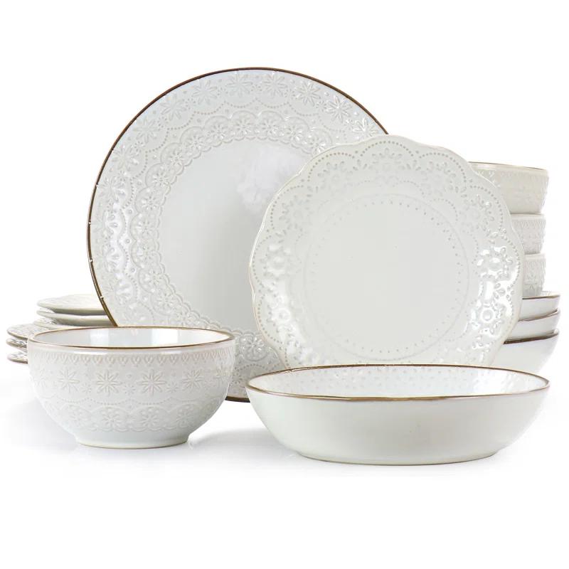16 Piece Stoneware Dinnerware Set - Service for 4