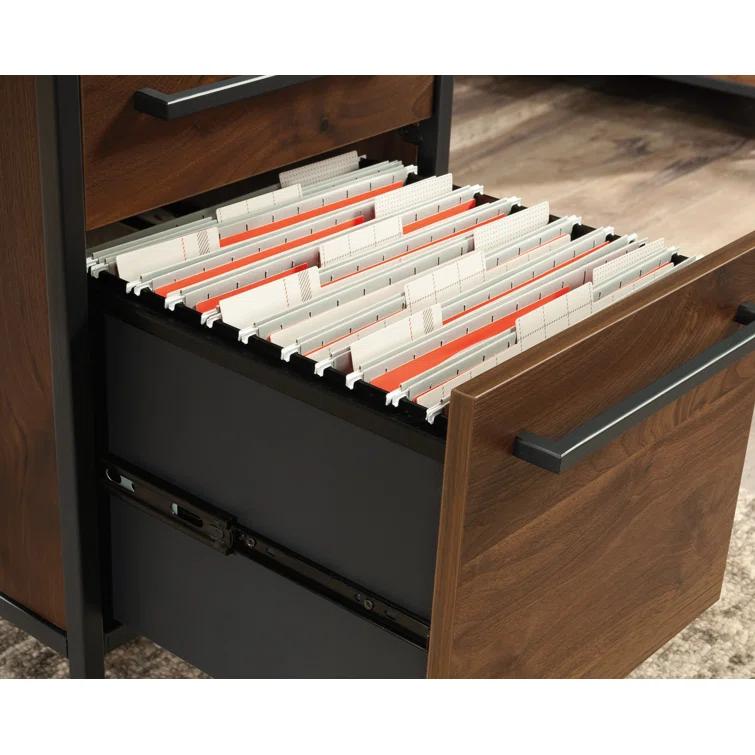 17 Stories Home Office Desk with Drawers and Open Shelf