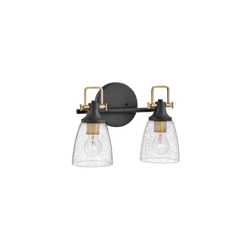 Easton Two-Light Bath Vanity Fixture w/ Clear Seedy Glass Shades