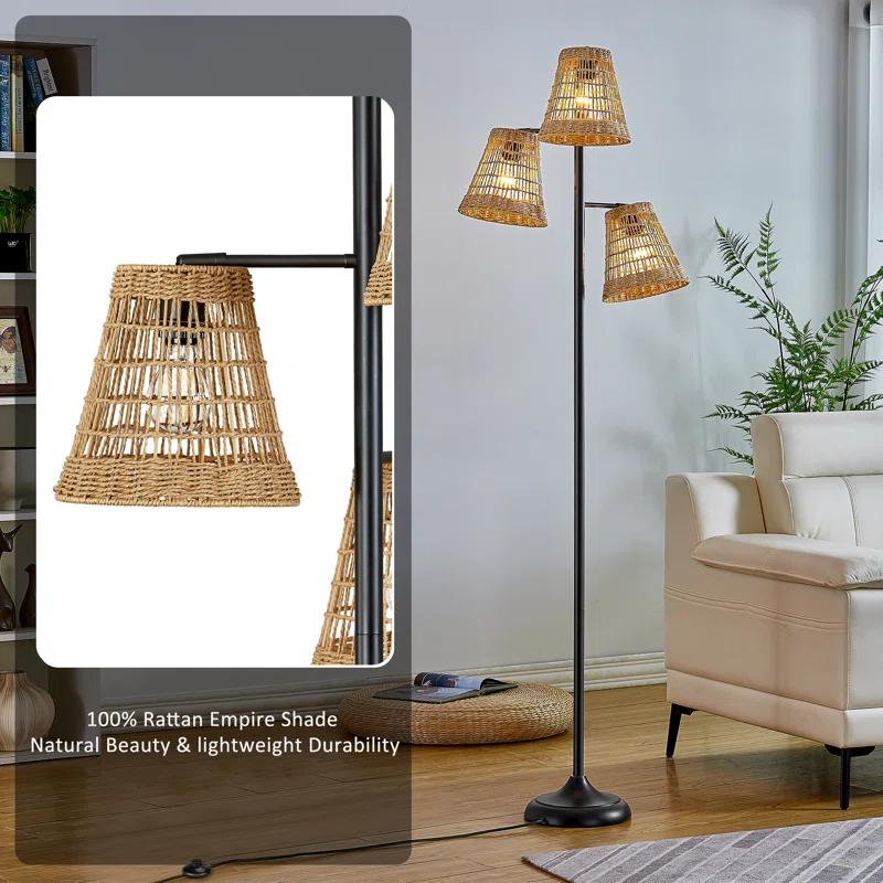 Winston Porter 72.25'' Traditional Rattan Tree Floor Lamp