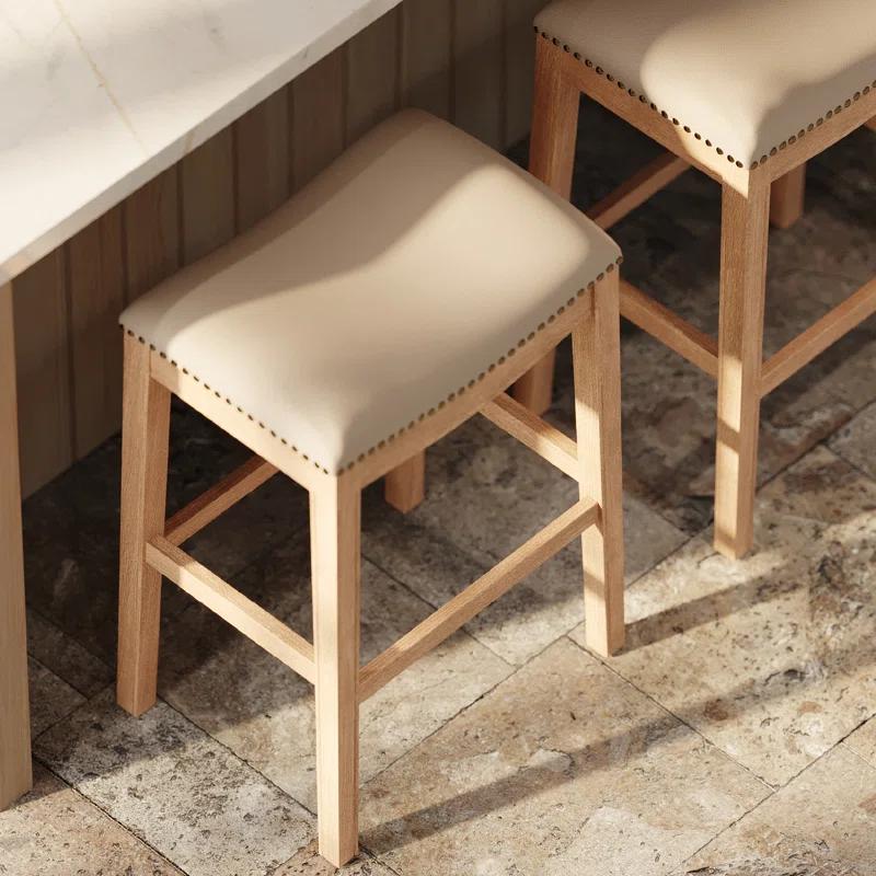 Maven Lane Maven Lane Adrien Backless Saddle Stool with Vegan Leather Upholstery