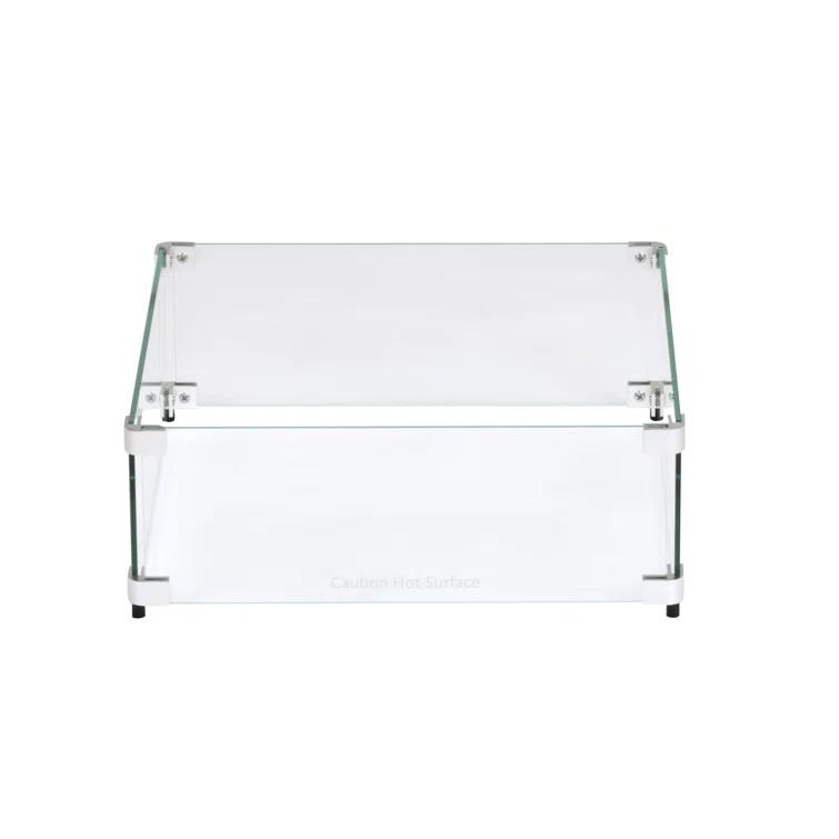 Celestial Fire Glass Square Fire Pit Wind Guard